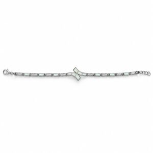 Greek key crossover bracelet, white opal · OP229-SW