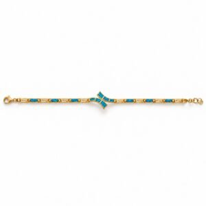 Greek key crossover bracelet, gold-plated, blue opal · OP230-GB