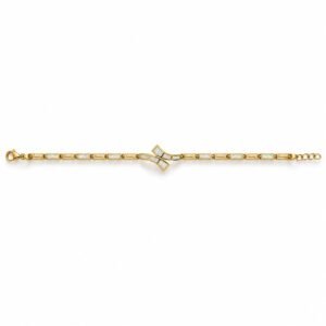 Greek key crossover bracelet, gold-plated, white opal · OP230-GW