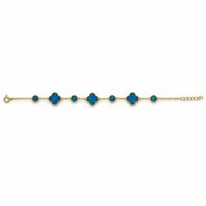 Clover station bracelet, gold-plated, blue opal · OP236-GB