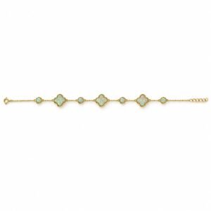 Clover station bracelet, gold-plated, white opal · OP236-GW