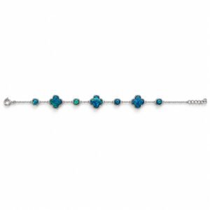 Clover and round opal station bracelet, blue opal · OP237-SB