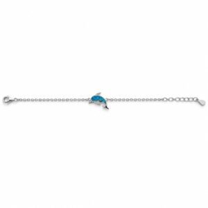 Dolphin chain bracelet, blue opal · OP266-SB
