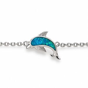 Dolphin chain bracelet, blue opal · OP266-SB
