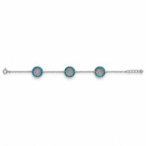 Three embossed disc chain bracelet, blue opal · OP49-SB