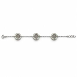 Three embossed disc chain bracelet, white opal · OP49-SW