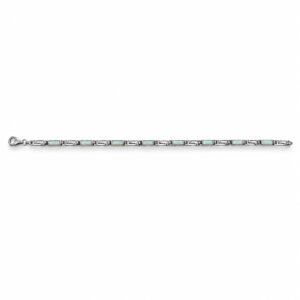 Slim Greek key bracelet, white opal · OP55-SW