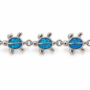 Sea turtle link bracelet, blue opal · OP56-SB