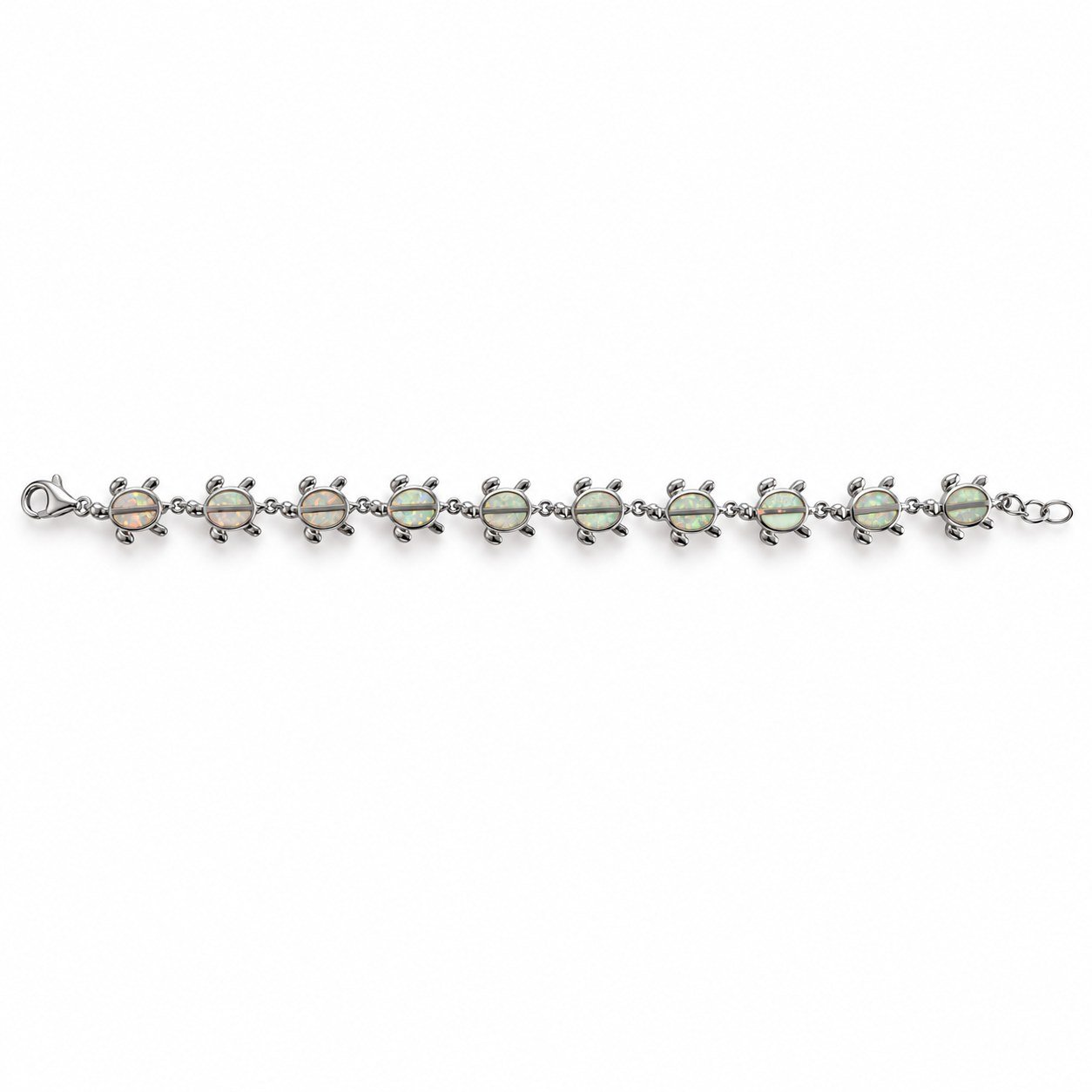 Sea turtle link bracelet, white opal · OP56-SW