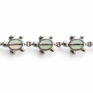 Sea turtle link bracelet, white opal · OP56-SW
