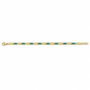 Greek key bracelet, gold-plated, blue opal · OP59-GB