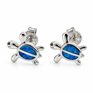Sea turtle opal stud earrings, blue opal · OP125-SB