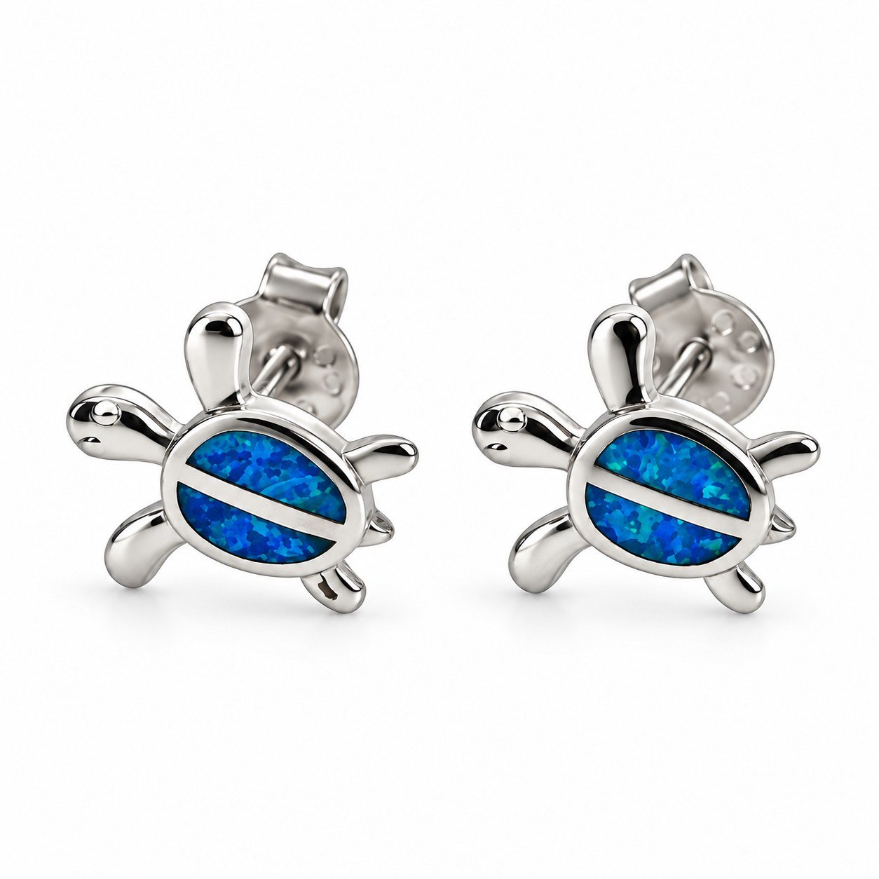 Sea turtle opal stud earrings, blue opal · OP125-SB