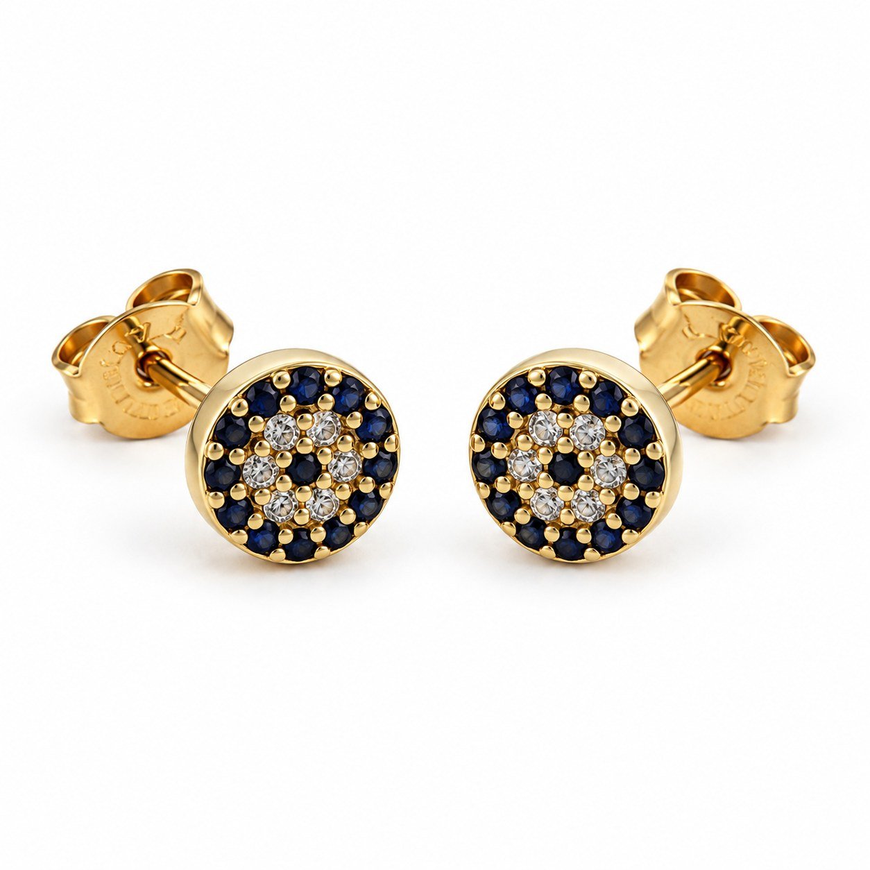 Small evil eye pavé stud earrings, gold-plated · OP136