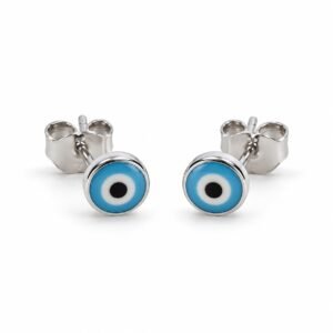 Small evil eye stud earrings, light blue · OP270