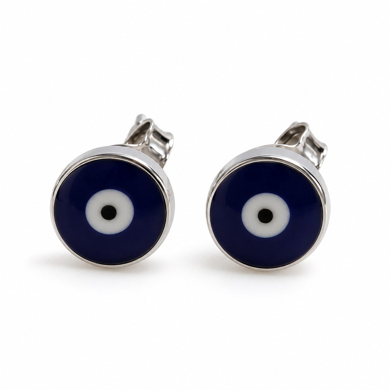 Round evil eye enamel stud earrings · OP281E