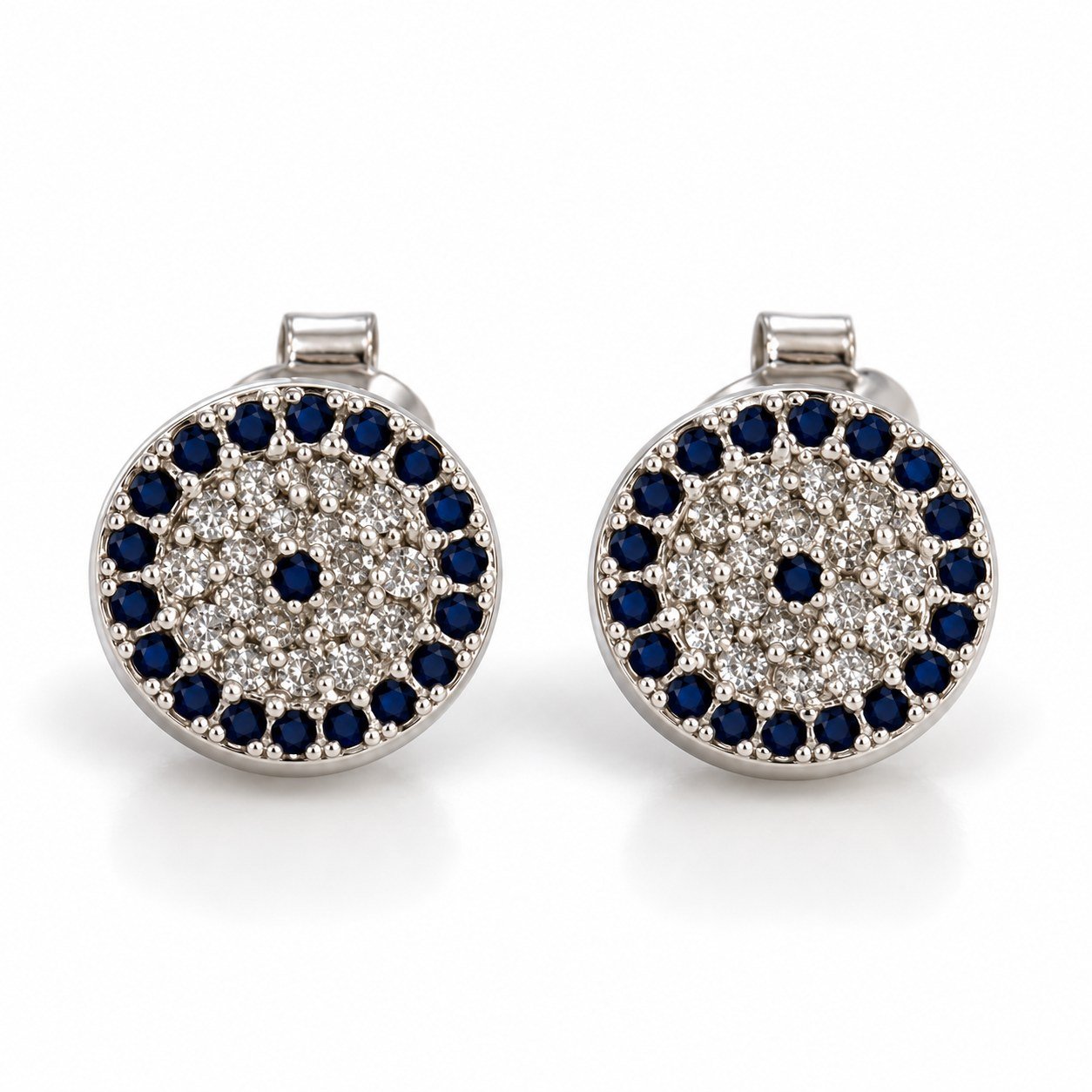 Round evil eye pavé stud earrings · OP282E
