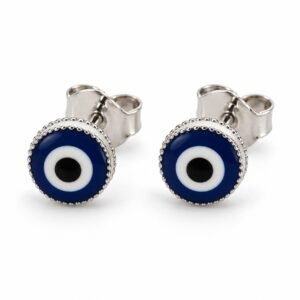 Evil eye stud earrings with beaded edge · OP283