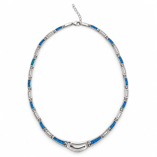 Greek key opal collar necklace, blue opal · 293V