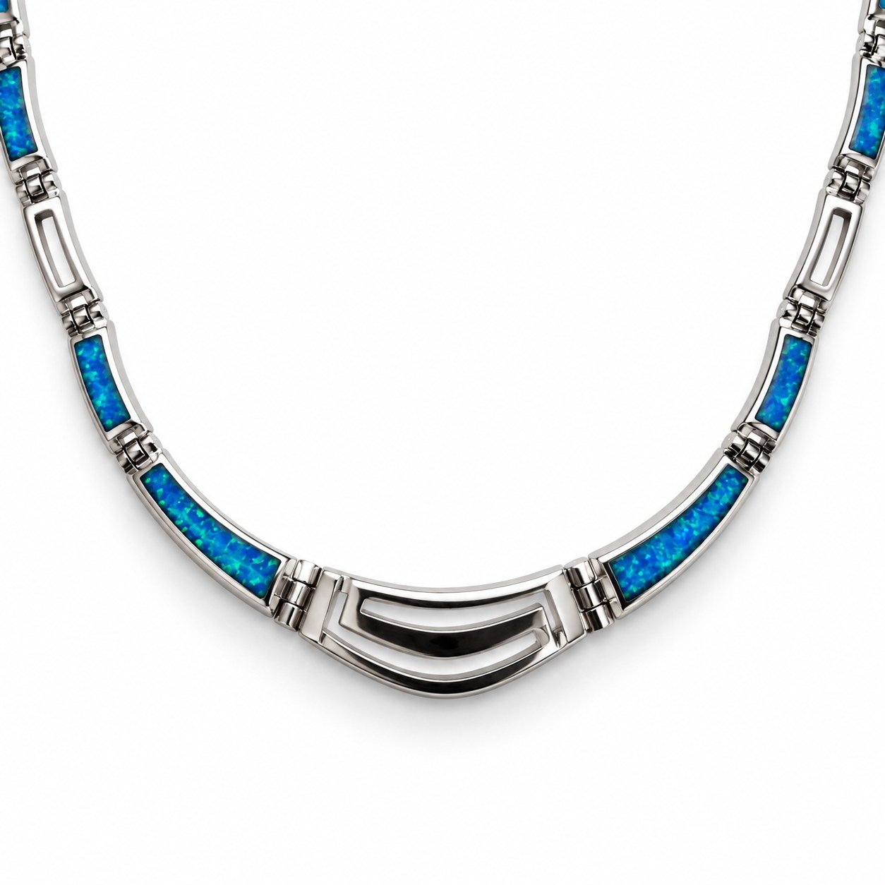 Greek key opal collar necklace, blue opal · 293V - Image 2