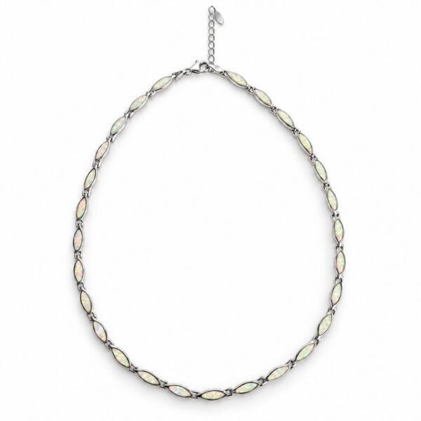 Marquise opal link necklace, white opal · 299B