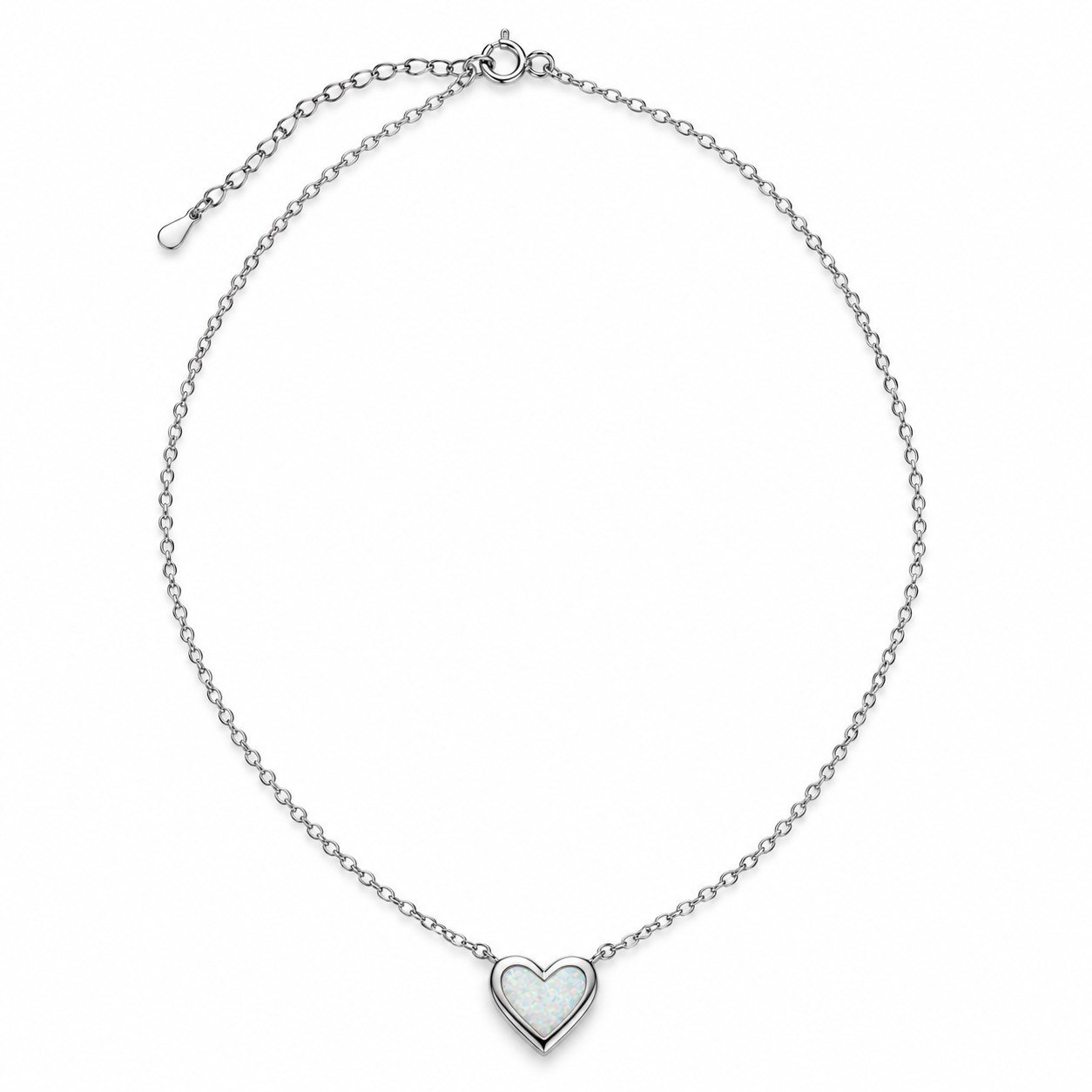 Heart opal necklace, white opal · OP189-SW