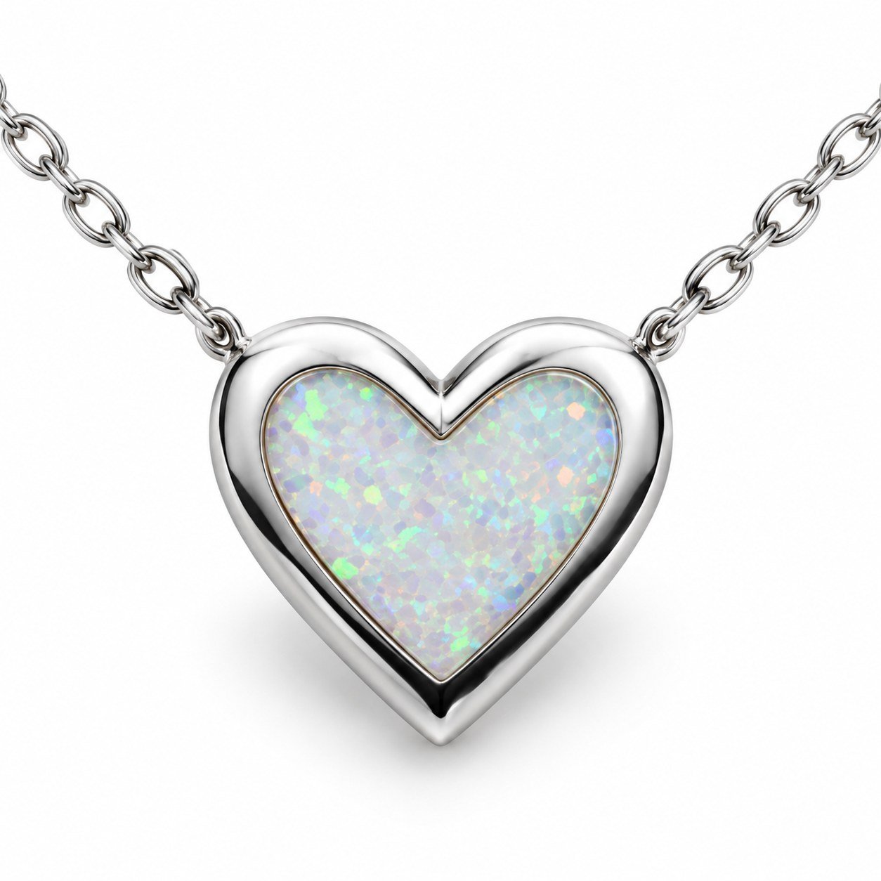 Heart opal necklace, white opal · OP189-SW - Image 2