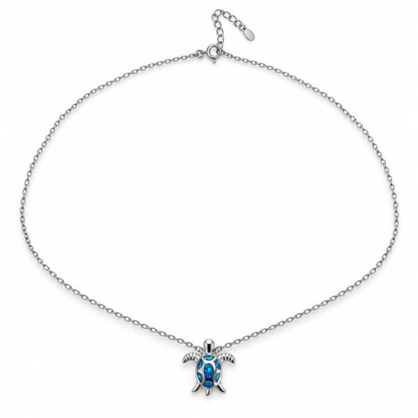 Sea turtle mosaic opal necklace, blue opal · OP197