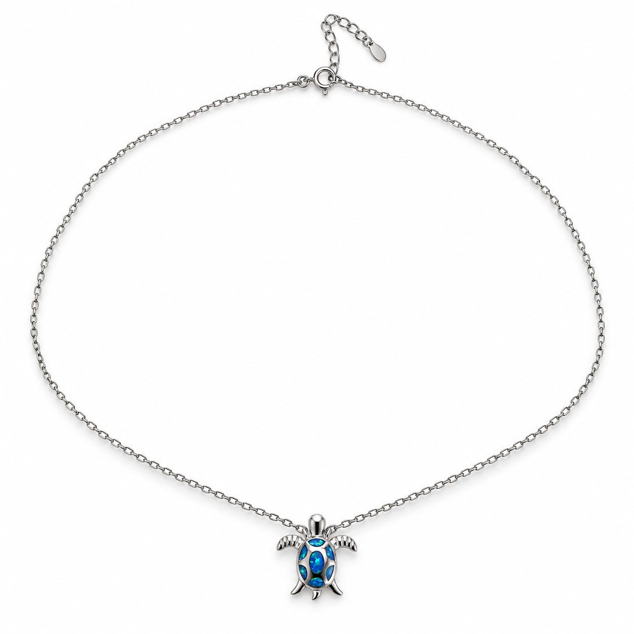Sea turtle mosaic opal necklace, blue opal · OP197