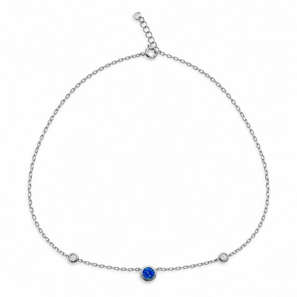 Opal and crystal station necklace, blue opal · OP207