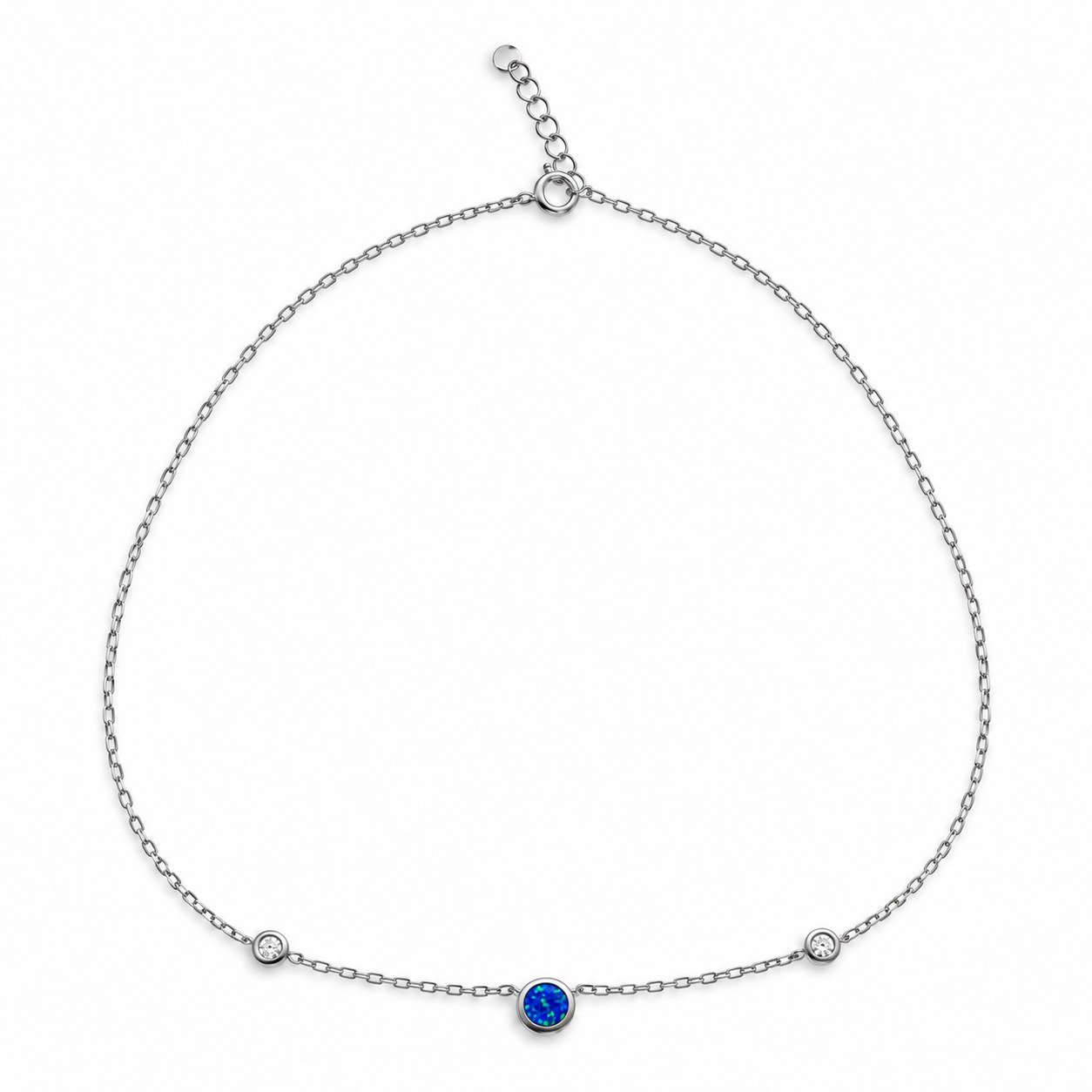 Opal and crystal station necklace, blue opal · OP207