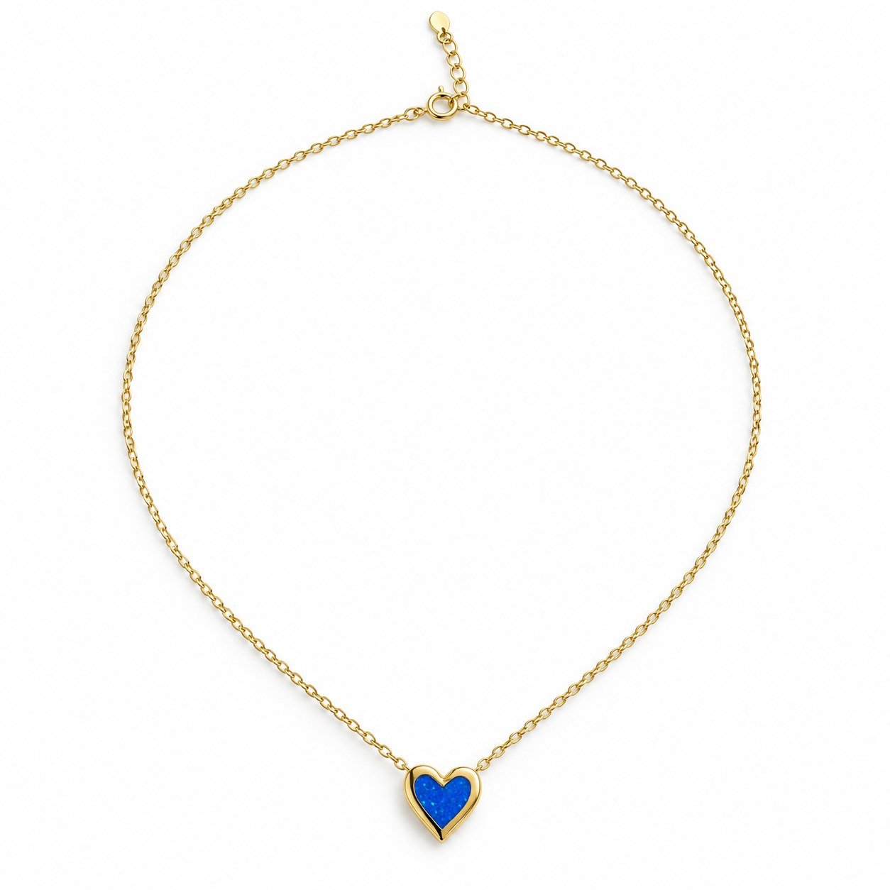 Heart opal necklace, gold-plated, blue opal · OP232-GB