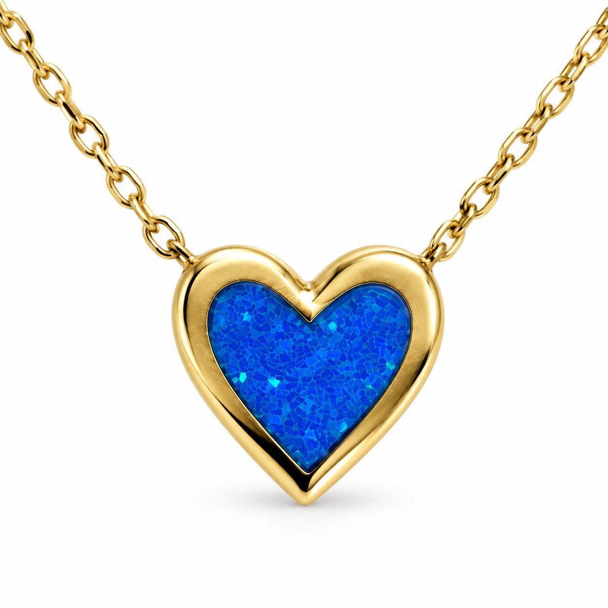 Heart opal necklace, gold-plated, blue opal · OP232-GB - Image 2