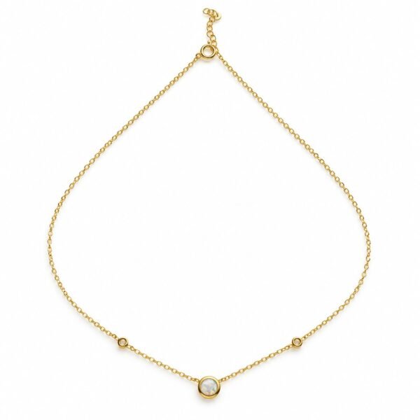 Opal and crystal station necklace, gold-plated, white opal · OP234-GW