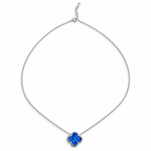 Large clover opal necklace, blue opal · OP240-SB