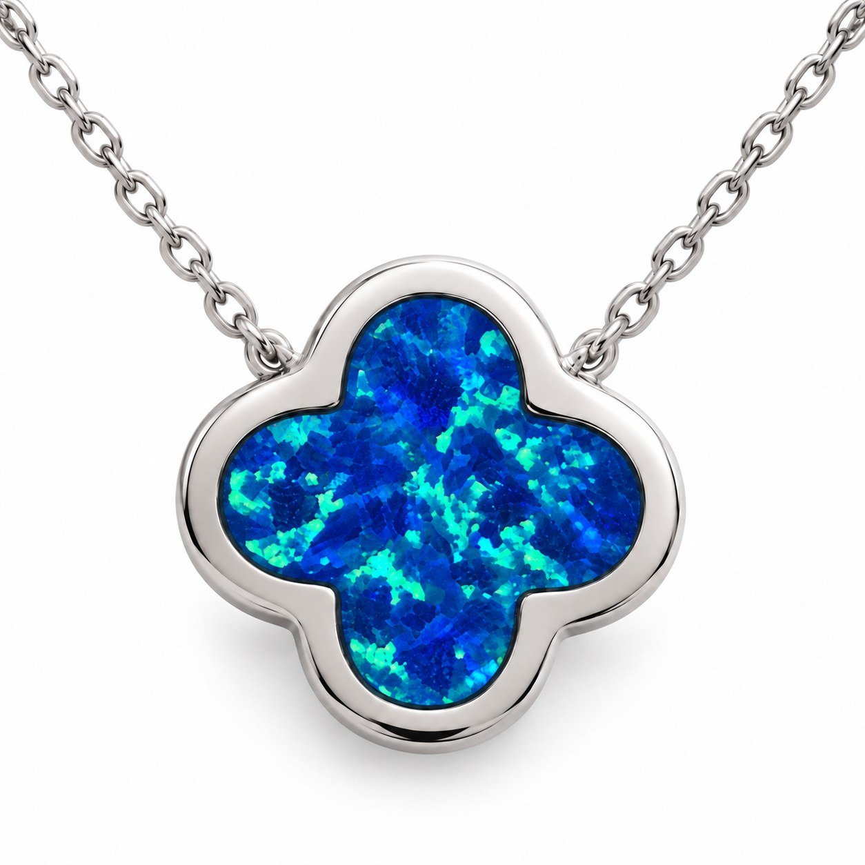 Large clover opal necklace, blue opal · OP240-SB - Image 2