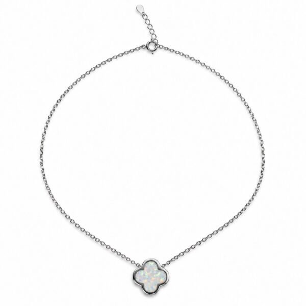 Large clover opal necklace, white opal · OP240-SW
