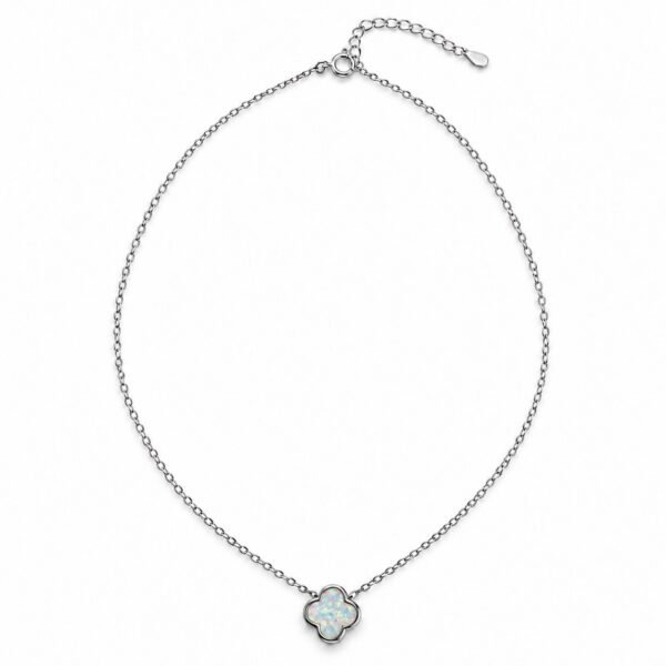 Small clover opal necklace, white opal · OP242