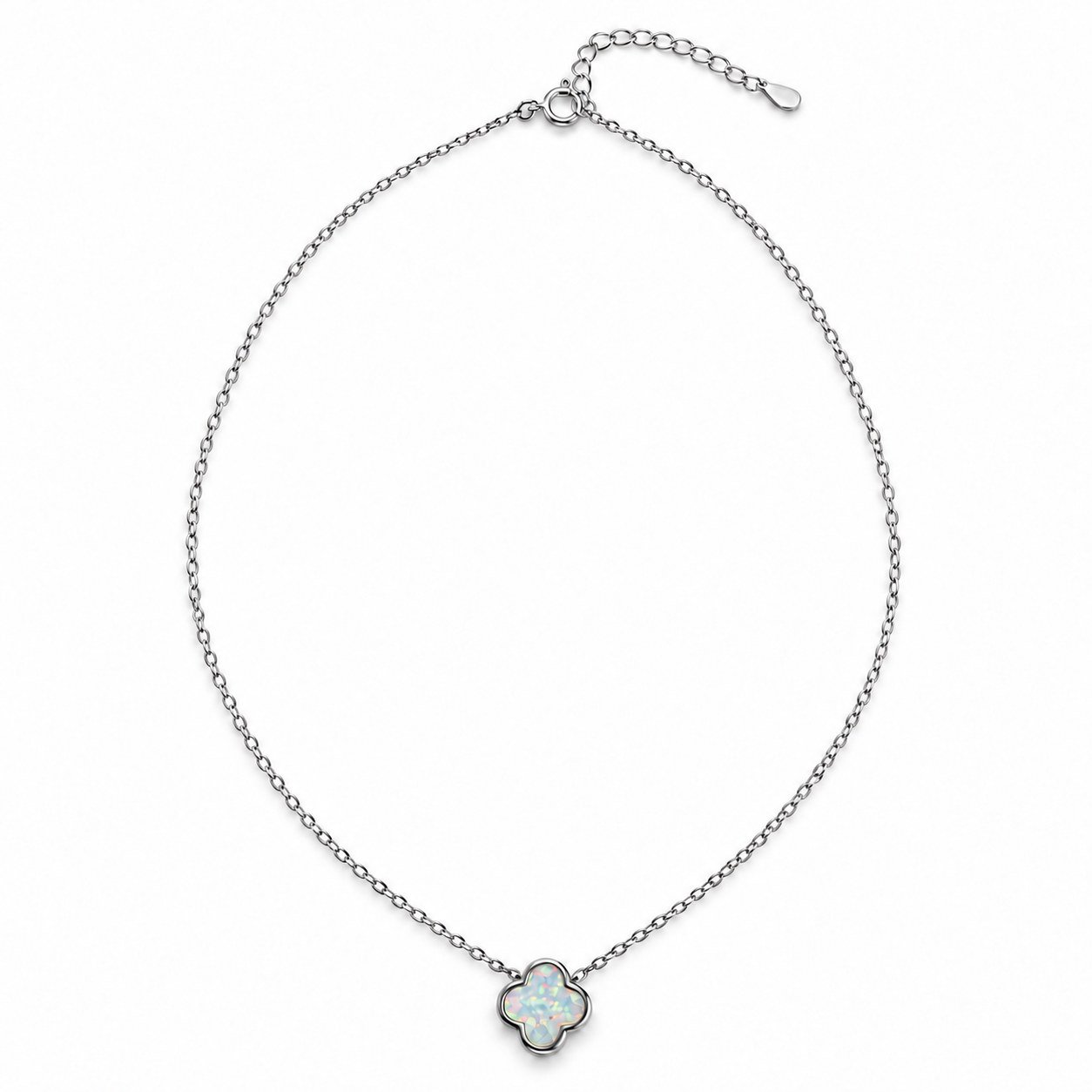 Small clover opal necklace, white opal · OP242