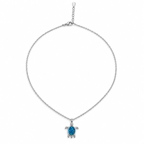 Sea turtle opal necklace, blue opal · OP264-SB