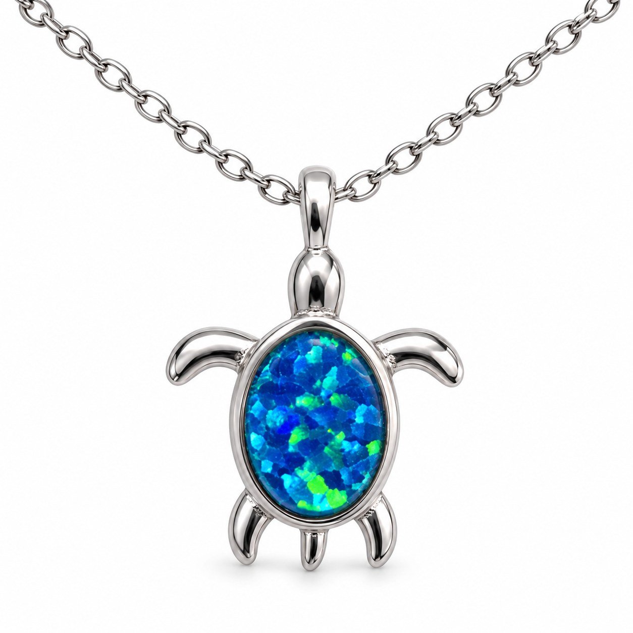 Sea turtle opal necklace, blue opal · OP264-SB - Image 2