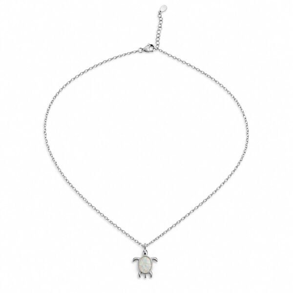 Sea turtle opal necklace, white opal · OP264-SW