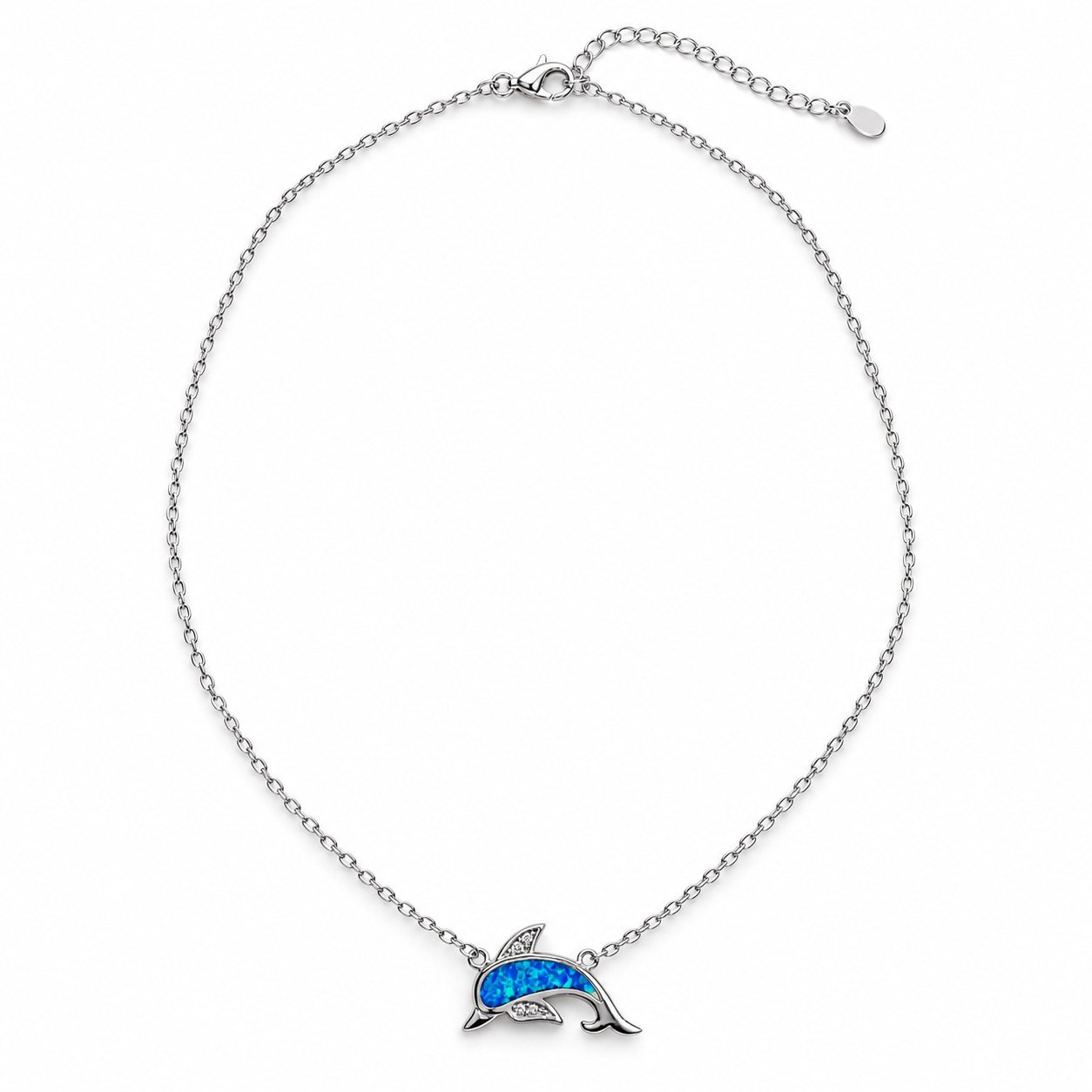 Dolphin opal necklace with crystals, blue opal · OP265-SB