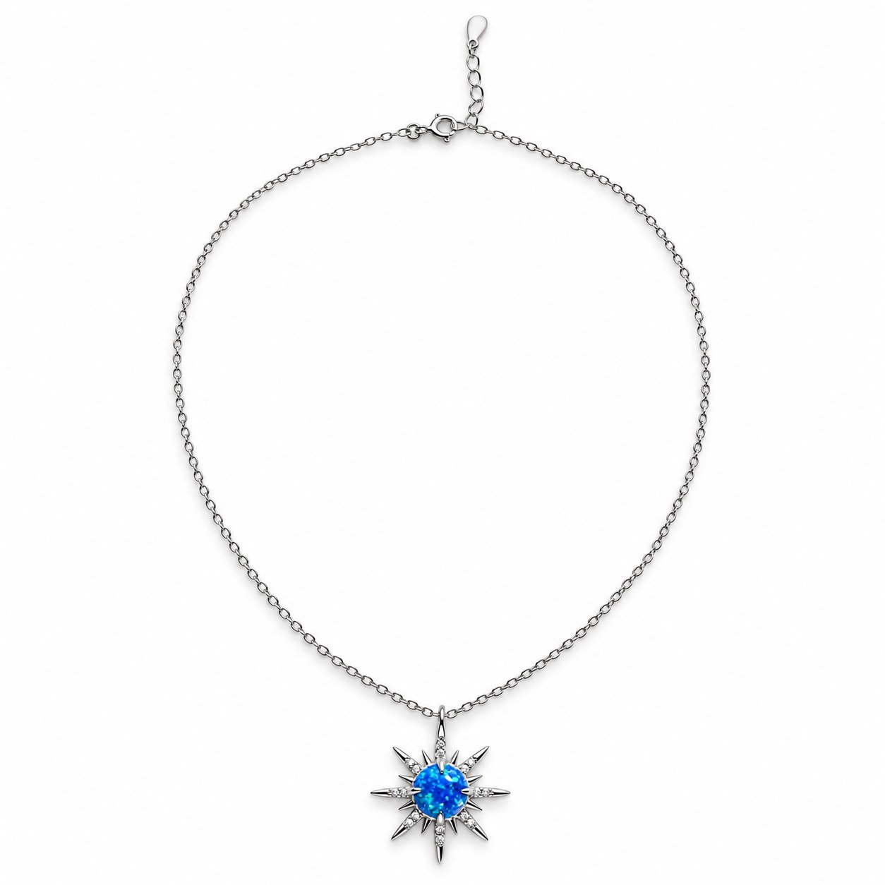Opal star necklace with crystals, blue opal · OP287-SB