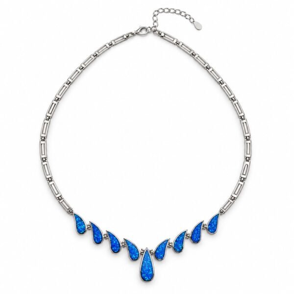 Opal teardrop collar necklace, blue opal · OP3-SB