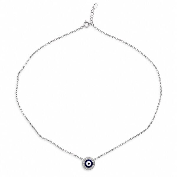 Evil eye necklace with crystal halo · OP78-S