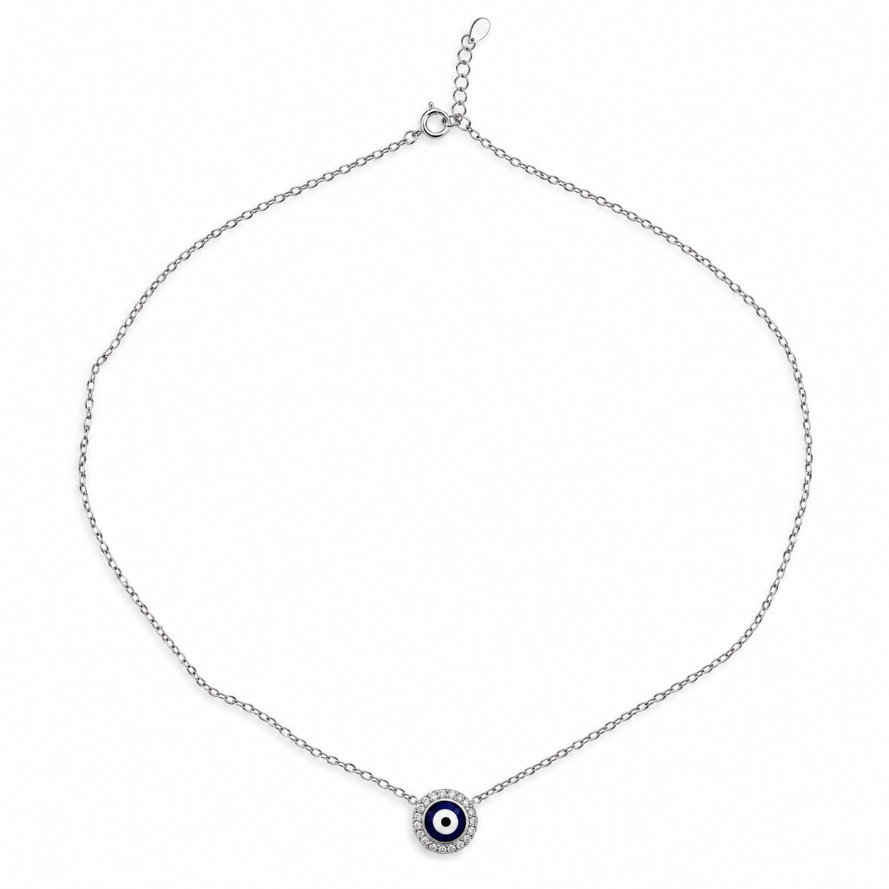 Evil eye necklace with crystal halo · OP78-S