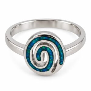 Round spiral opal ring, blue opal · 271A-SB