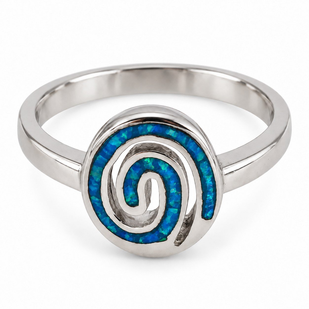 Round spiral opal ring, blue opal · 271A-SB