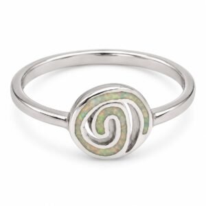 Round spiral opal ring, white opal · 271A-SW